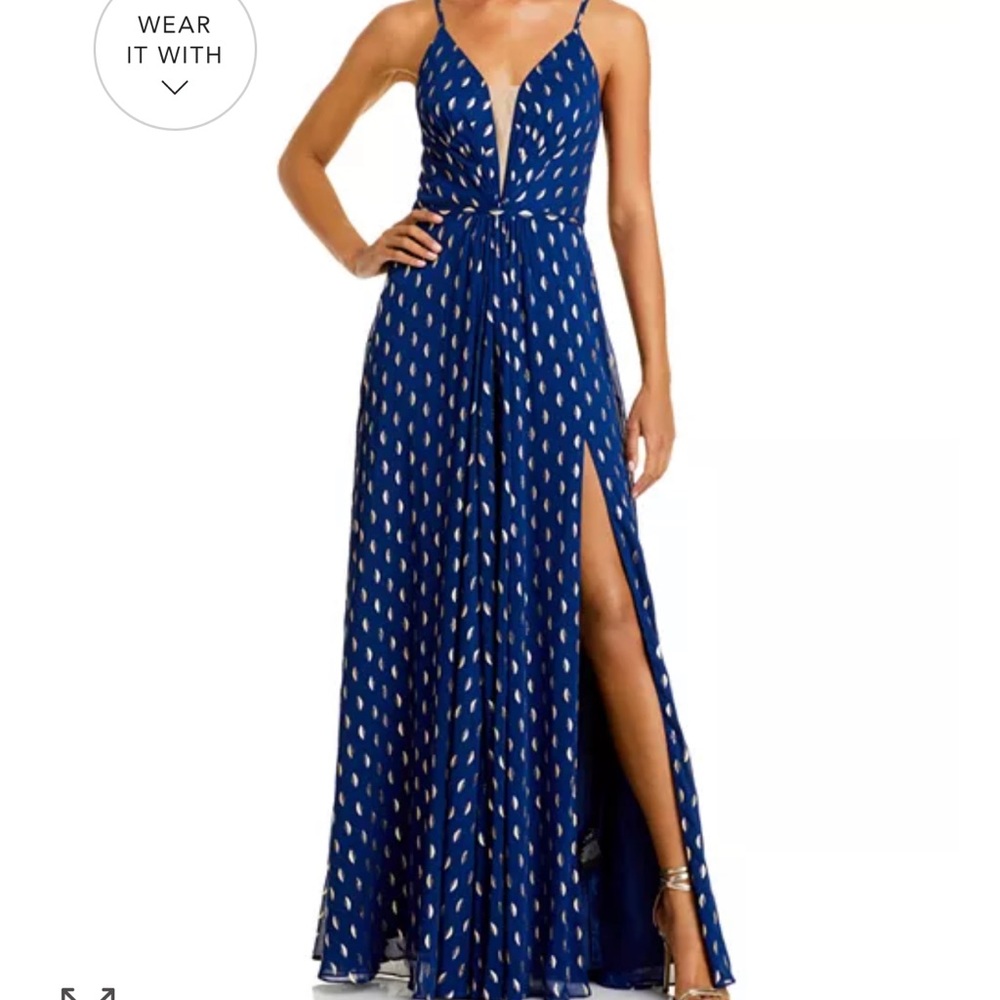 New, never worn! Aqua formal blue and gold dress